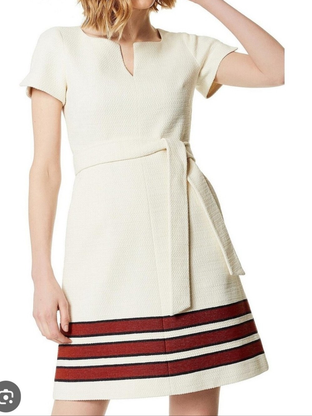 Karen Millen Tweed Belted Preppy A Line Dress US 6